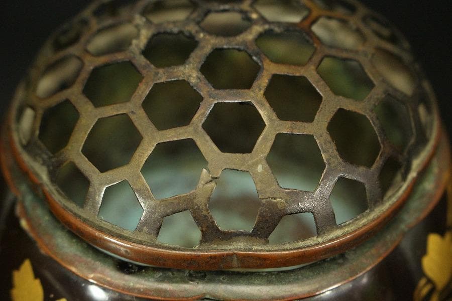 古美術 纏枝蓮花蒔絵 香箱 阿古駄香炉 盆 羽箒 まとめて 時代物(A493)