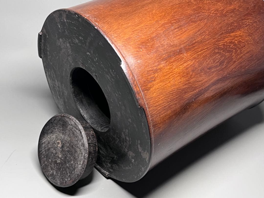 古美術　唐木　黄花梨　筆筒　筆立　素工　文房具　木製　置物　時代物　旧蔵