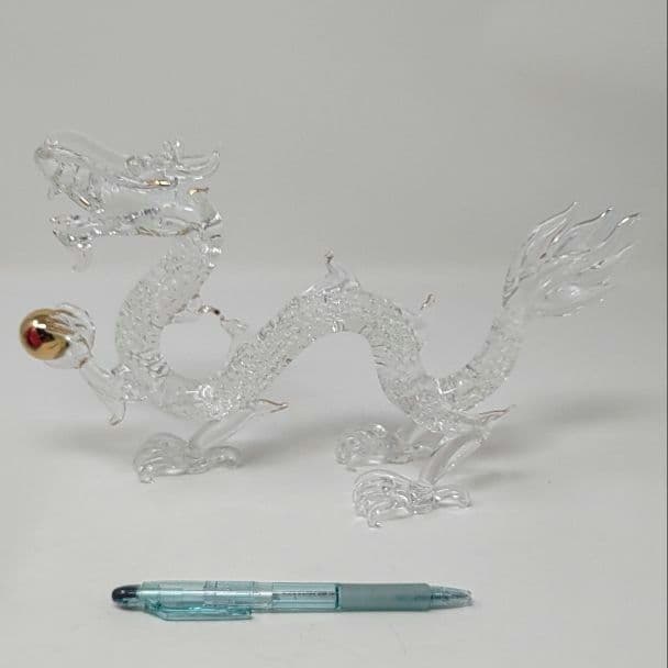 フォーカート ガラス製ドラゴン 龍 開運 金皇帝 FG40XS 金色の玉付き