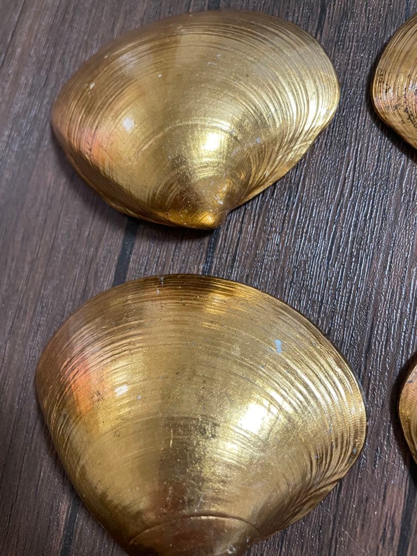 源氏物語　貝合わせ 蛤香合 天然蛤貝 金箔工芸品　源氏絵