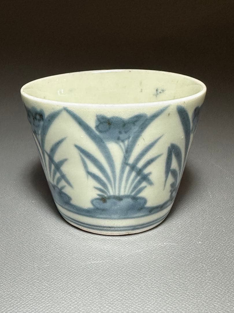 古伊万里　そば猪口　菖蒲紋様　染付　白磁　江戸時代