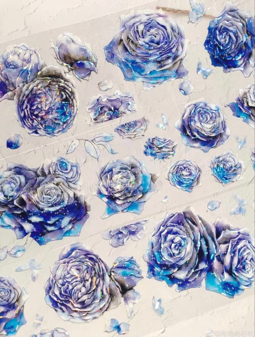 海外 PETテープ マスキングテープ 青薔薇