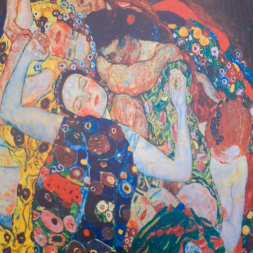 グスタフクリムト作画　TheMaiden　良質キャンバス　豪華　金箔額縁付