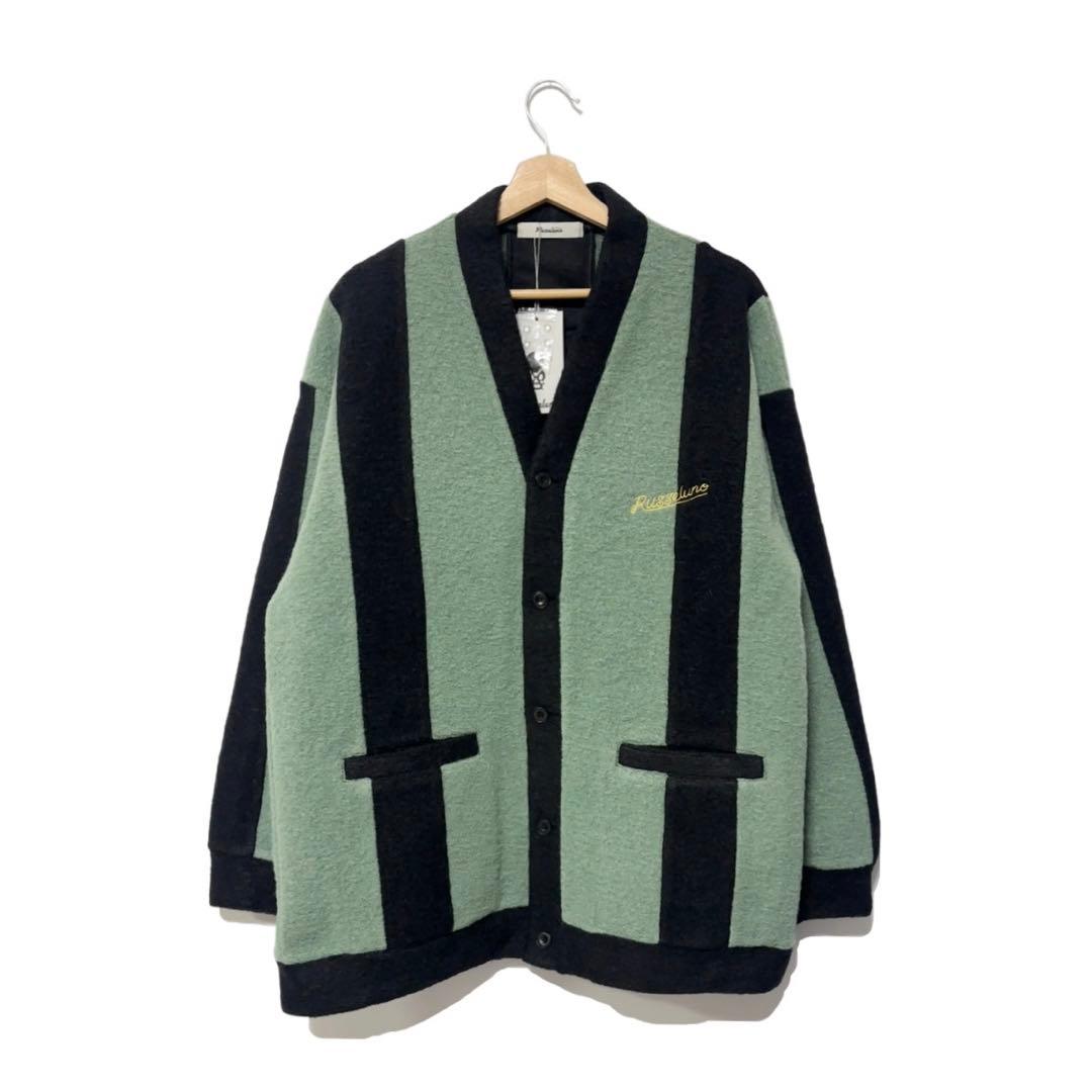 新品 ラッセルノ ゴルフ ワイド ストライプ カーディガン ミント L 5