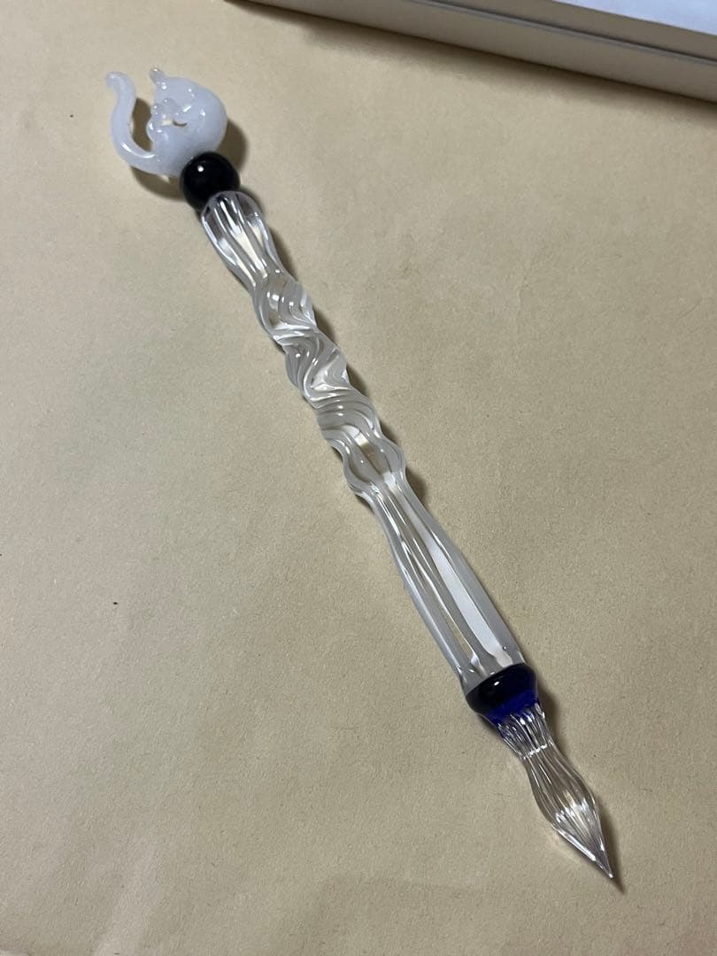 穂坂英樹　ガラスペン　白猫