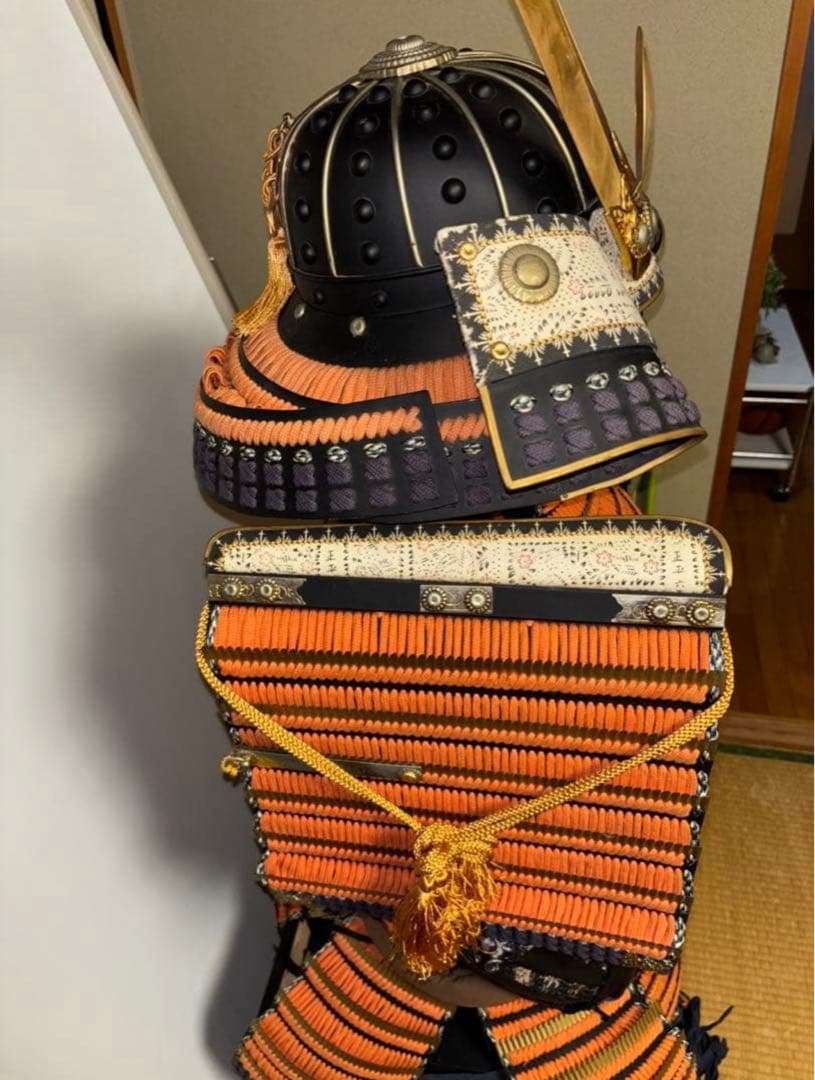 エリサ‼️美品！現代等身大甲冑　橙糸威黒桶胴具足