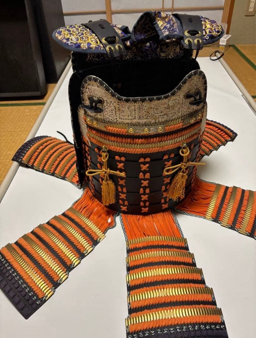 エリサ‼️美品！現代等身大甲冑　橙糸威黒桶胴具足