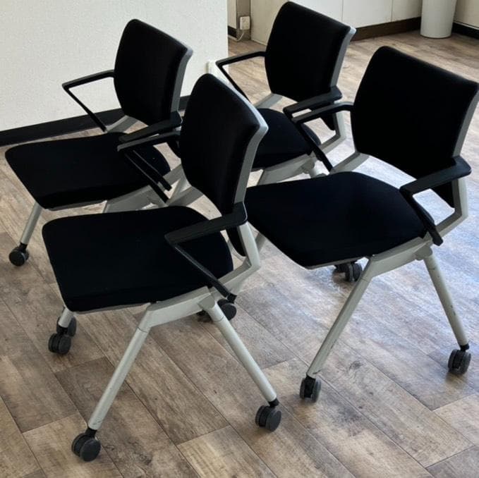 引取限定 オフィス家具 会議テーブルチェアセット 椅子4脚 OKAMURA