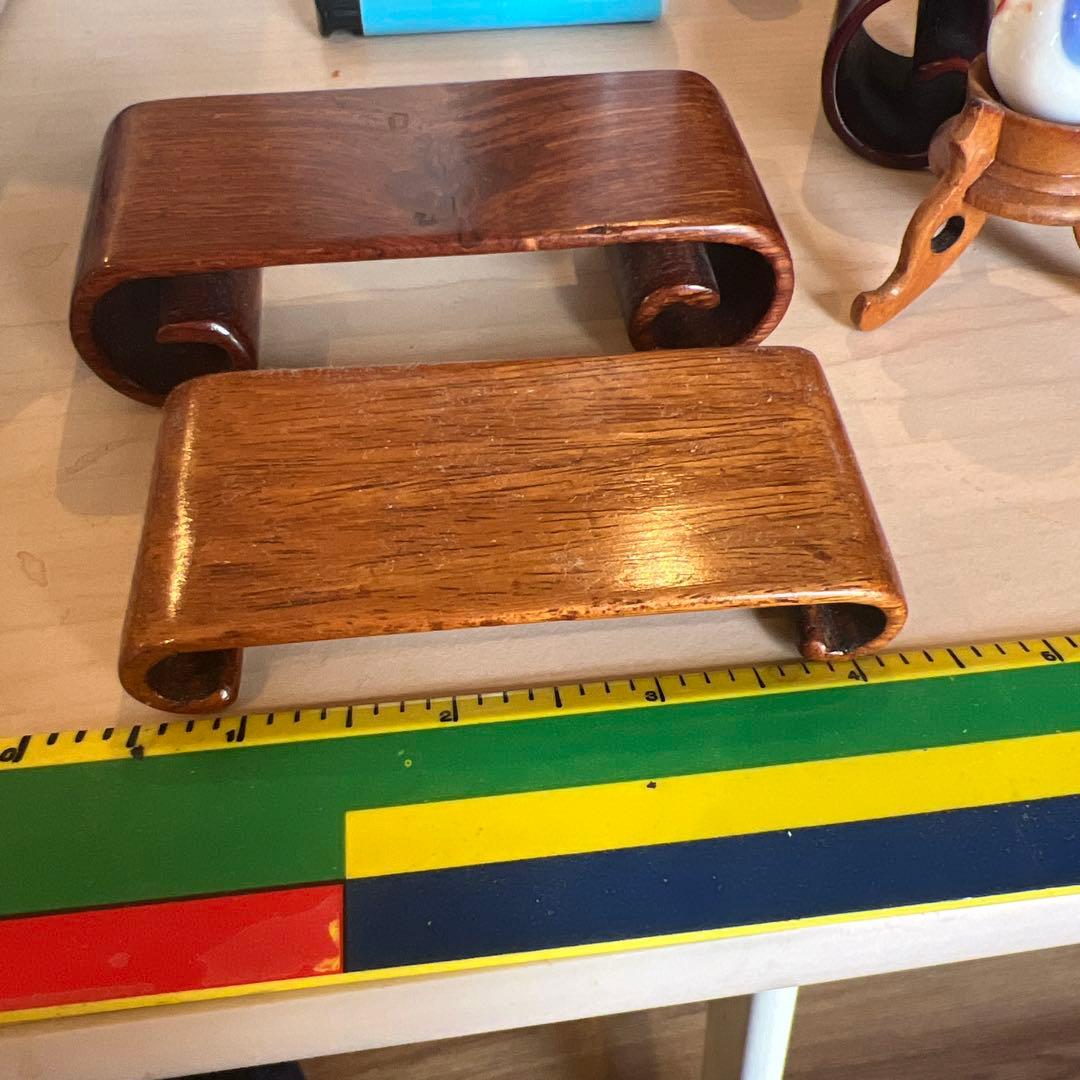 備前焼きだるま像？巻足ミニ花台 　3台