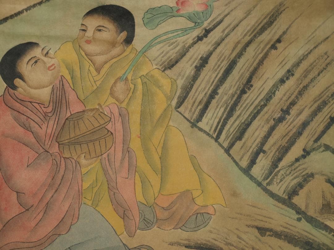 間仕入れ品　中国唐時代の人物図　肉筆絵　激安骨董品 BD148A7-1