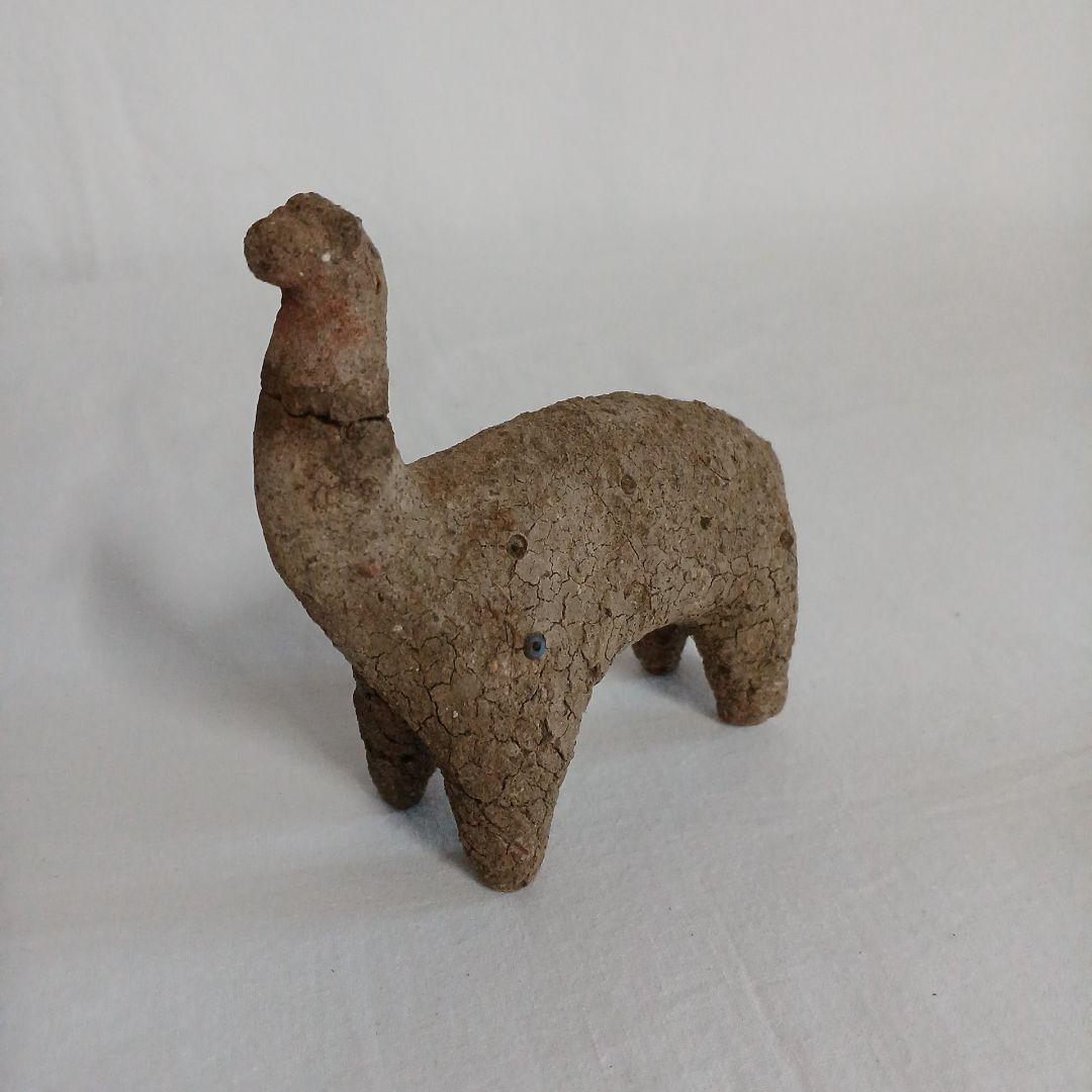 リャマ アルパカ フォークアート 素朴 置物 土 民藝品 工芸品