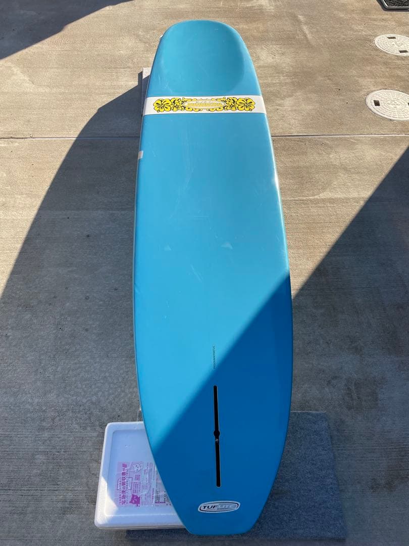 ヒロキ　NUUHIWA 青色 ロングボード フラワー柄 シングルフィン付き