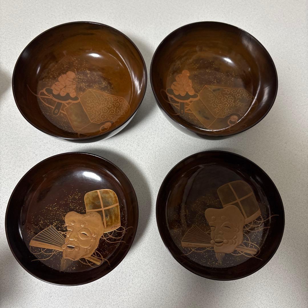 加賀漆器 蒔絵 鶴 翁 鈴 漆器 椀 茶道具 茶器 時代物