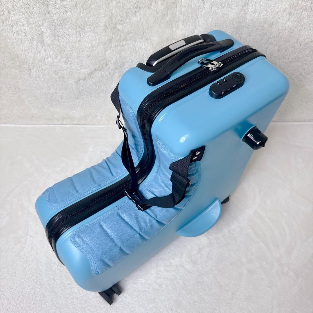 子供が乗れるキャリーケース スーツケース クッション ベルト 旅行 ブルー