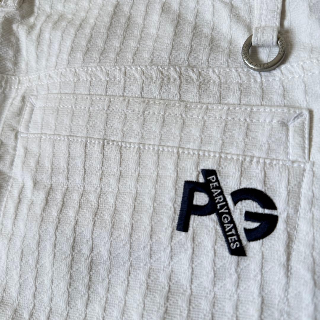 現行モデル　美品　パーリーゲイツ　パンツ　M〜L相当　白　コットン素材　総柄　4