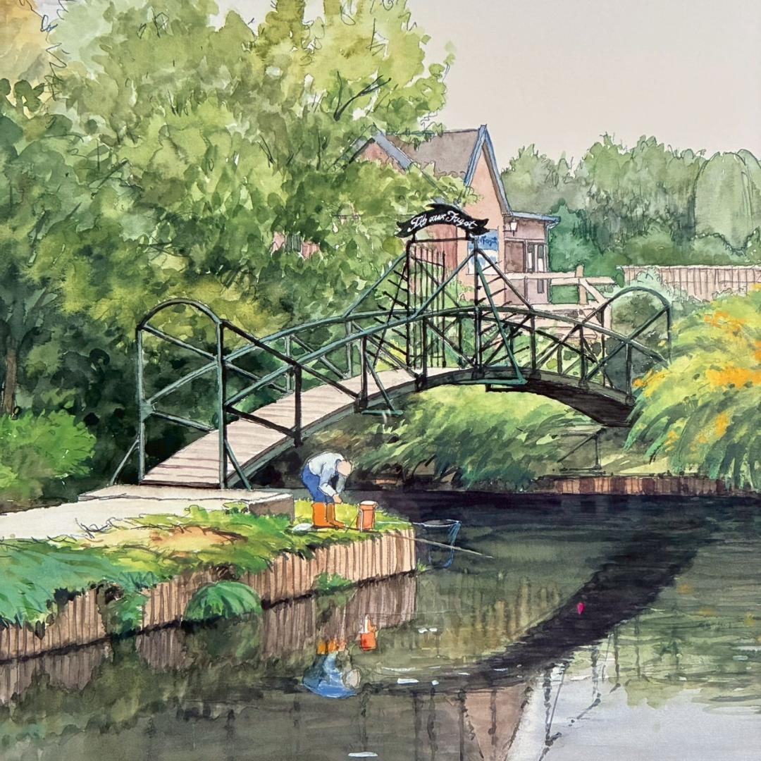 美品 奥津国道「クリークの小さな橋」ジクレー 直筆サイン入 作品保証書有 額装