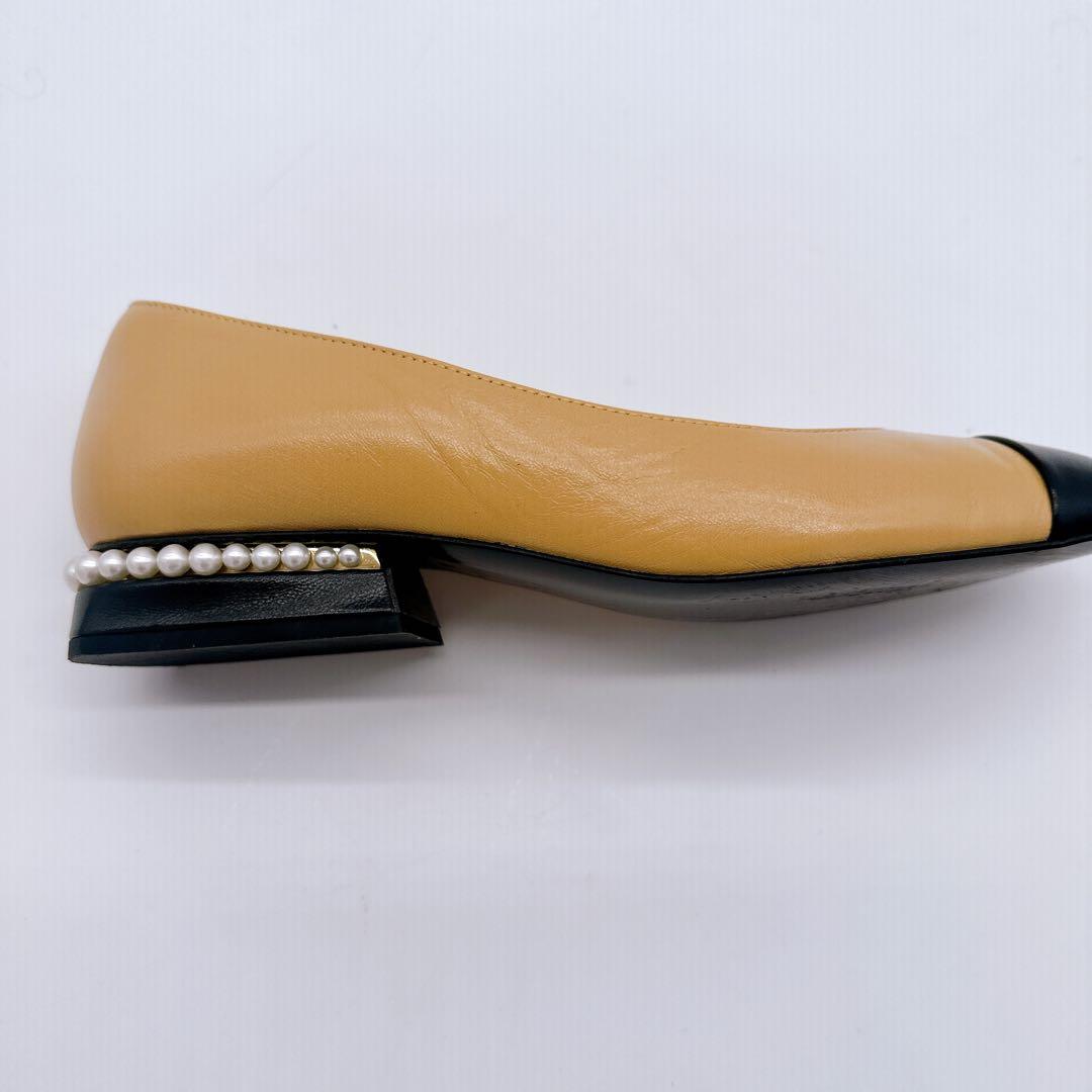 CHANEL シャネルバレエシューズ 38ベージュ/ブラック ココマーク