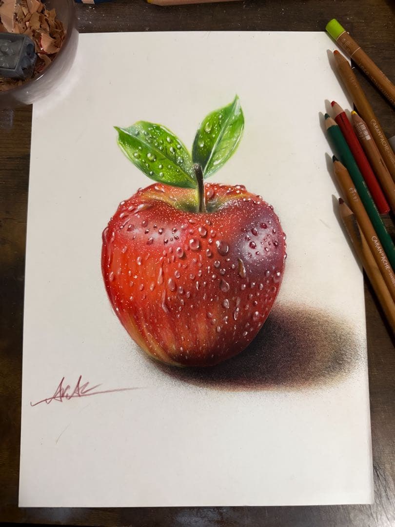 色鉛筆画 リンゴ(原画)