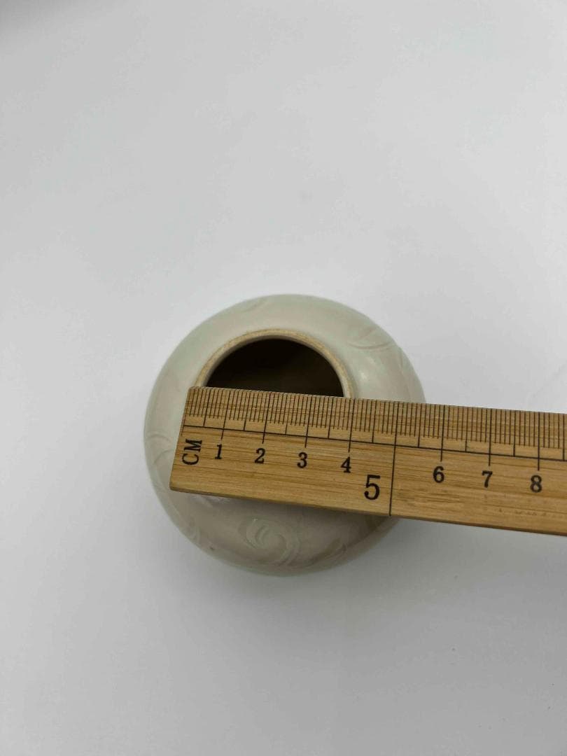 宋時代定窯　白磁刻花共蓋壺　蓋付き　茶入　茶道具　繊細　唐物(F-10)