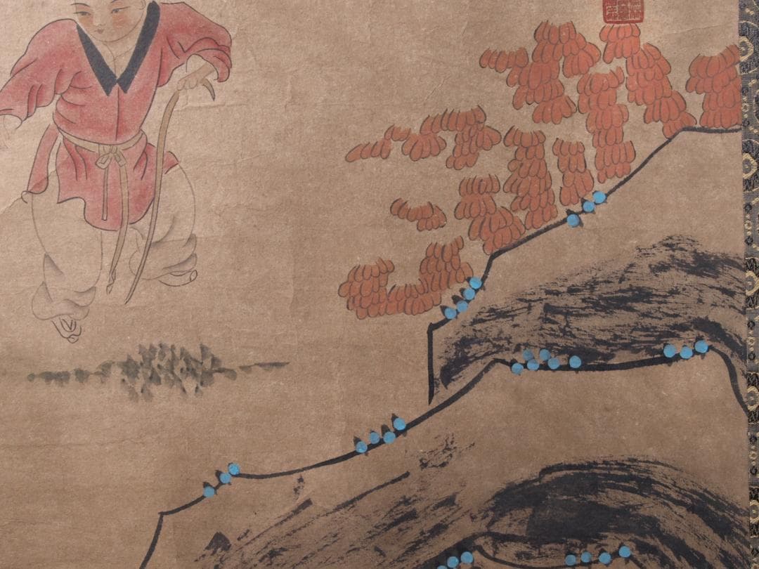 中国韓 滉　唐時代 肉筆保證 唐物唐本　掛け軸　捲り AK703A12-2