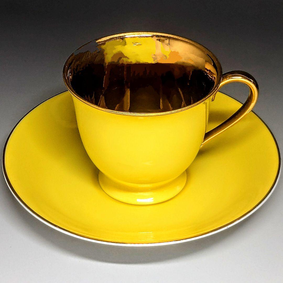 オールドノリタケ ゴールド ハーレクインキャビネットカップ&ソーサー 黄✕金彩