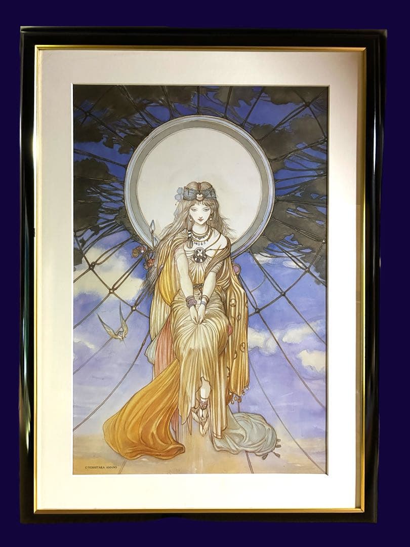 天野喜孝、「黎明」、大判アートプリント、高級額、マット額装付