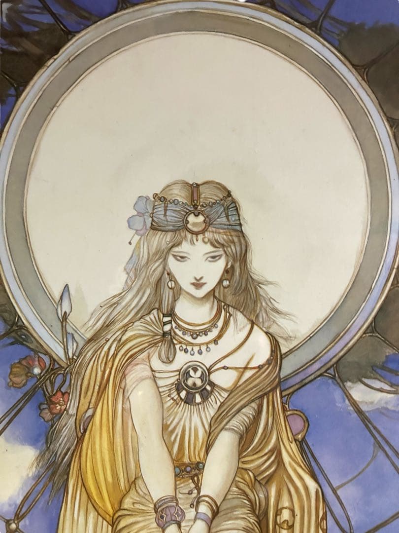 天野喜孝、「黎明」、大判アートプリント、高級額、マット額装付