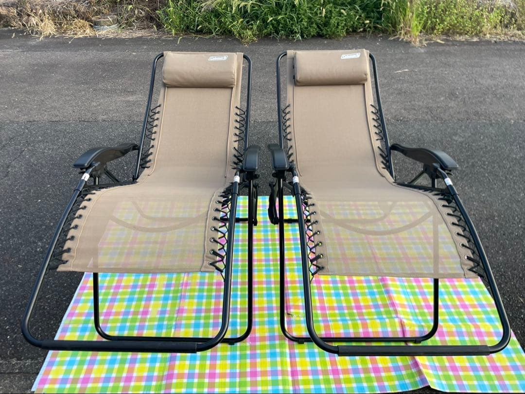 送料込みColeman コールマン　リクライニングチェア 2脚セット ベージュ