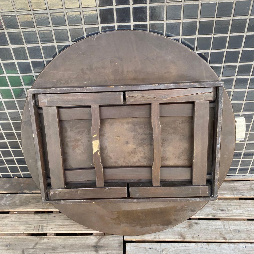 A 昭和レトロ 折りたたみ式ちゃぶ台 円卓 丸テーブル 店舗什器 古民家