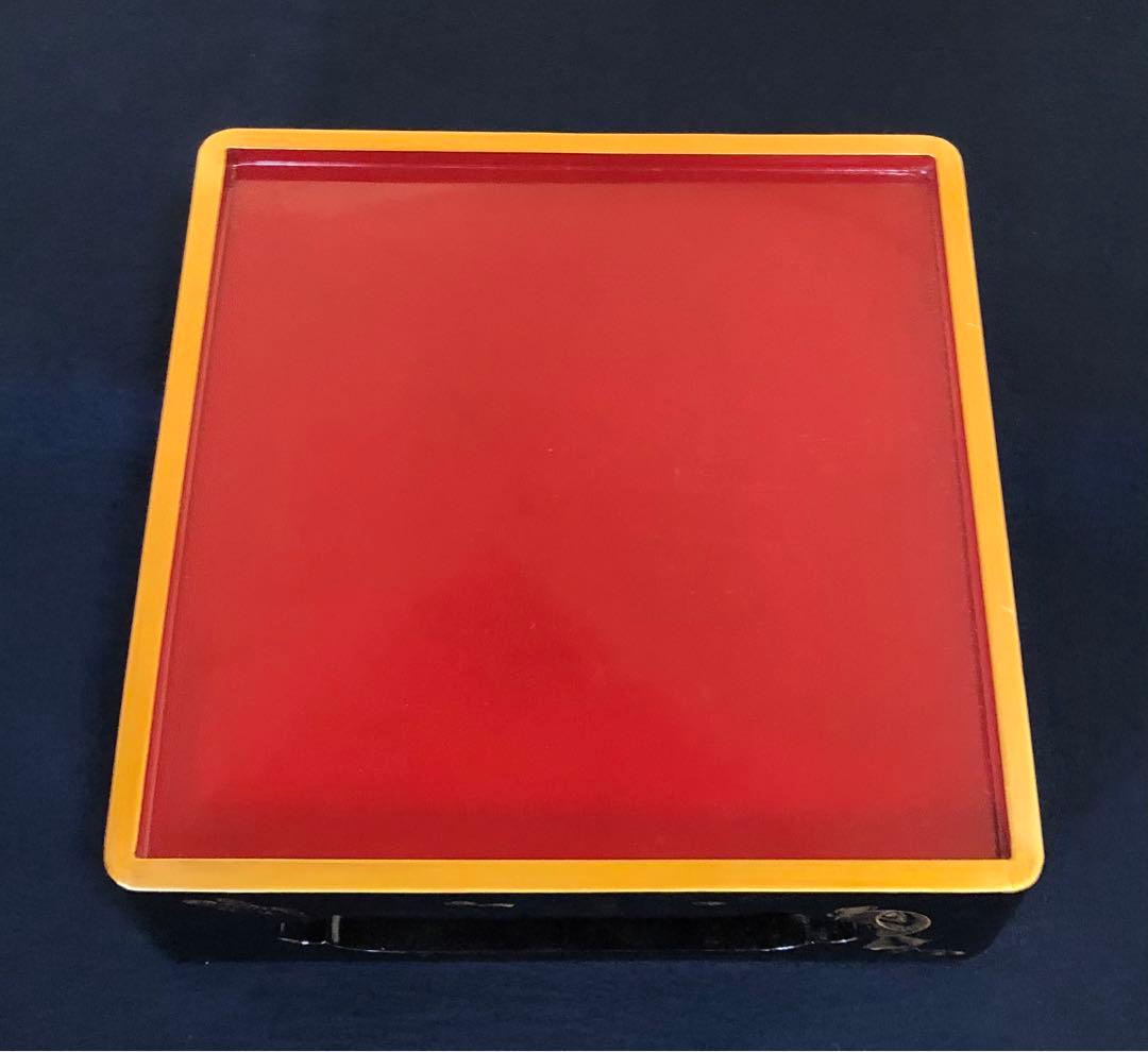 《R》黒内朱 沈金宝尽し 四段重 替蓋 重台付 木箱 251204お3