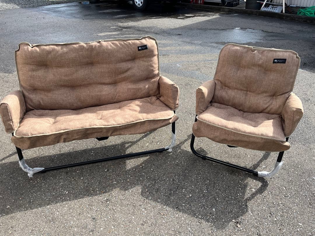 定価¥45000 ロゴスベーシックチェアーカバーセットキャンプカーキベージュ美品