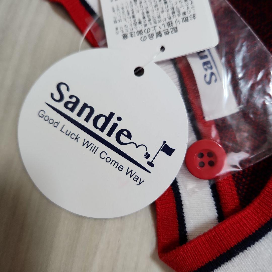 新品未使用☆sandie☆ゴルフ総ロゴニットベストスカートセットアップ紺赤上下M