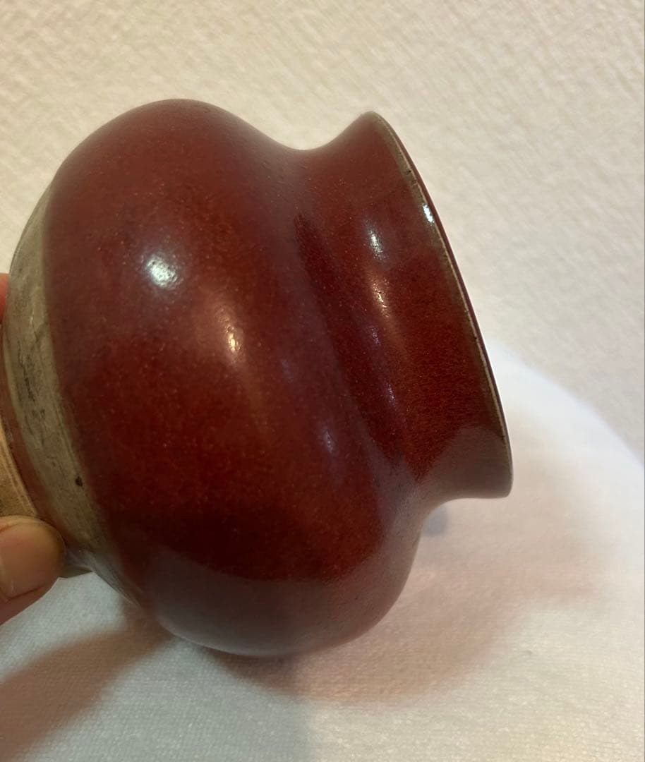 時代　紅釉小壺　辰砂釉