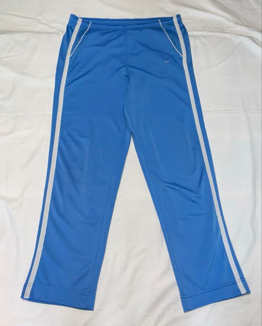 Nike 青 ジャージパンツ サイドストライプ