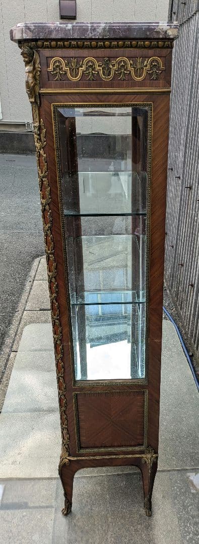 19世紀イギリス　ヴィクトリアンブロンズ飾付ショーケース