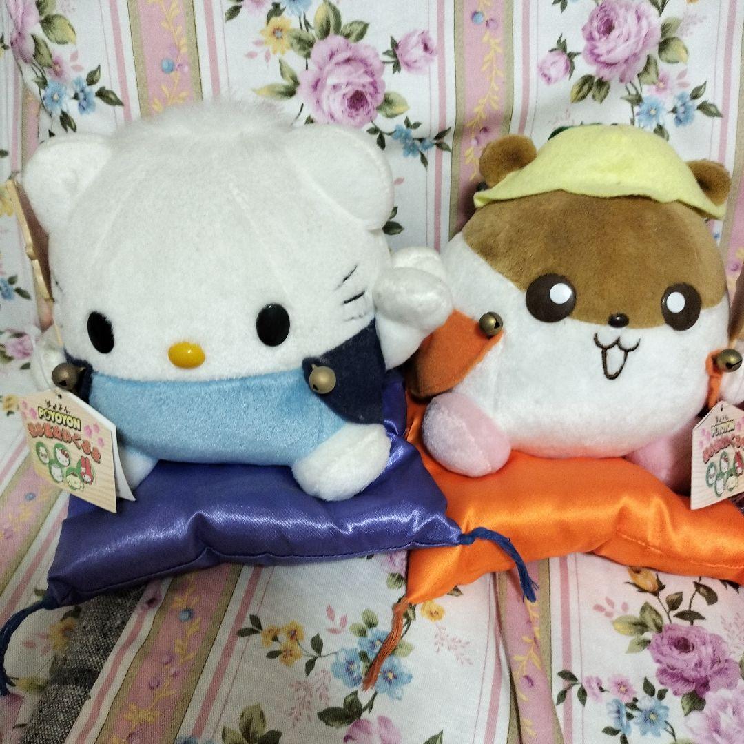 マイメロ、クリリン、ダニエル、ミミイ招き猫ぬいぐるみ