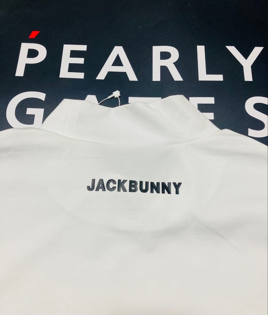 新品 パーリーゲイツ ジャックバニー 起毛ベア天 モックネックシャツ(4)M/白