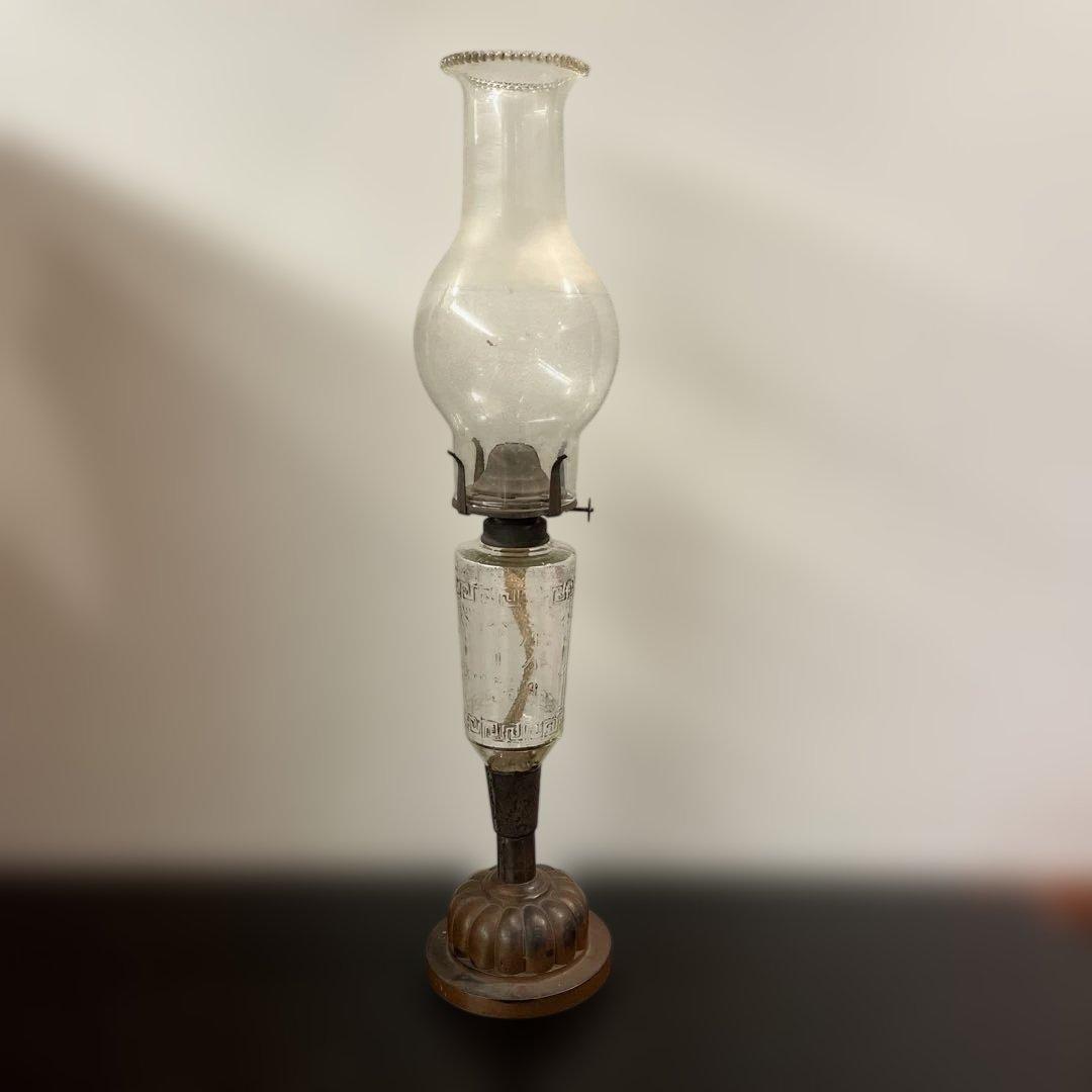 ガラス　エンボス　オイルランプ　フリルホヤ　送料無料