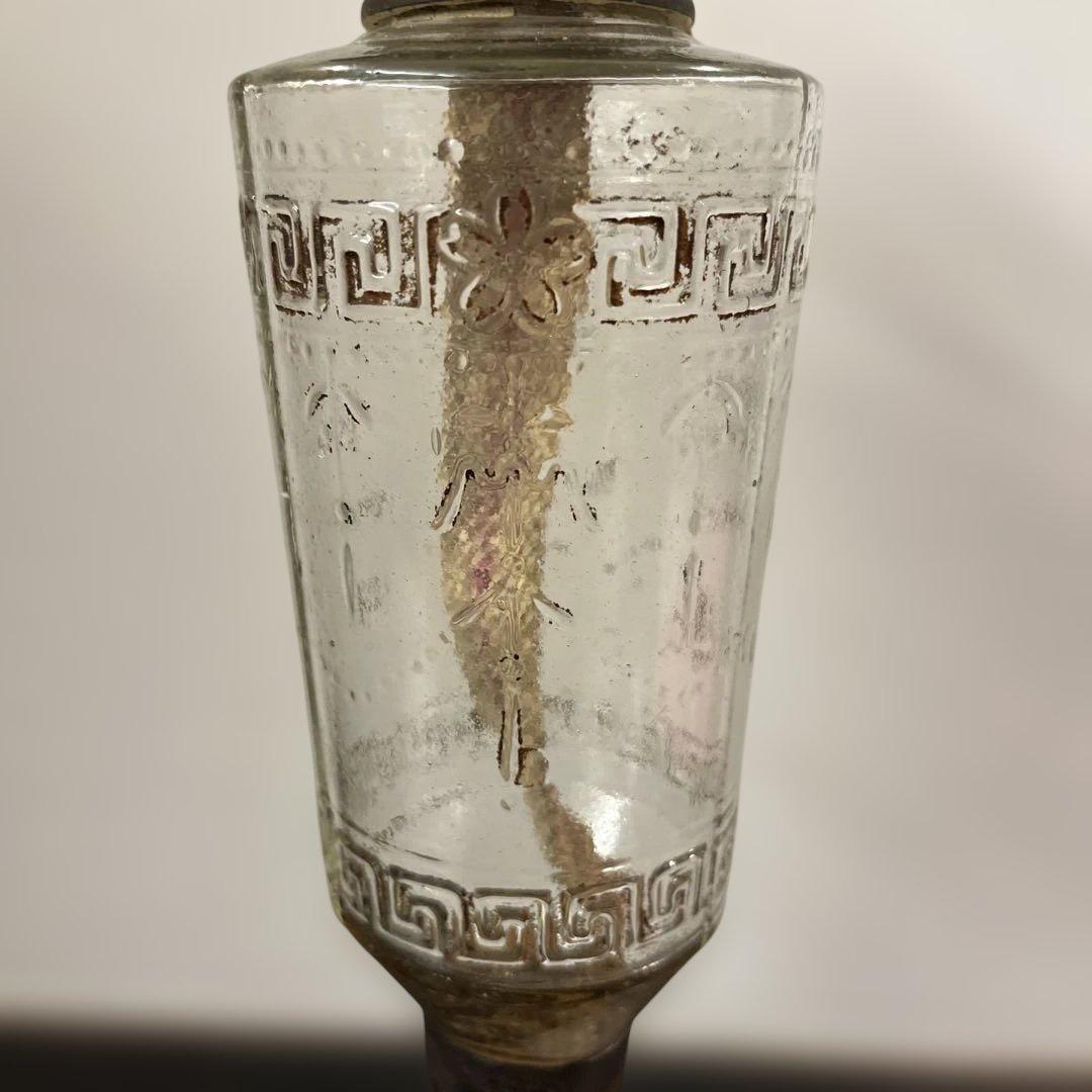 ガラス　エンボス　オイルランプ　フリルホヤ　送料無料