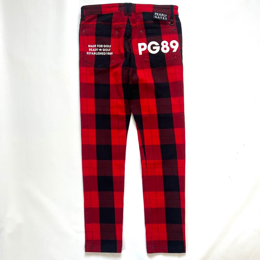 パーリーゲイツ　セットアップ　チェック柄　ジャケット　パンツ　メンズ　ゴルフ　赤