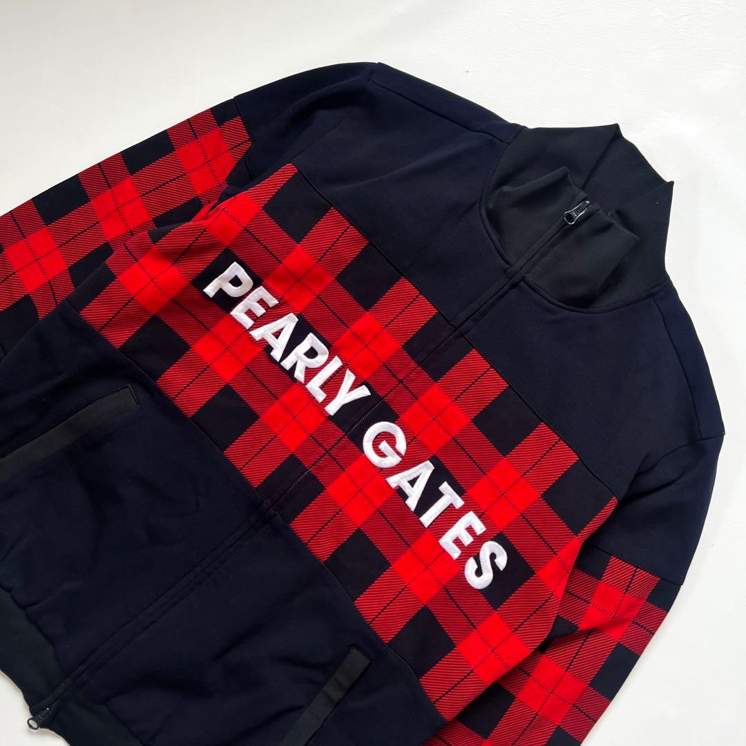 パーリーゲイツ　セットアップ　チェック柄　ジャケット　パンツ　メンズ　ゴルフ　赤