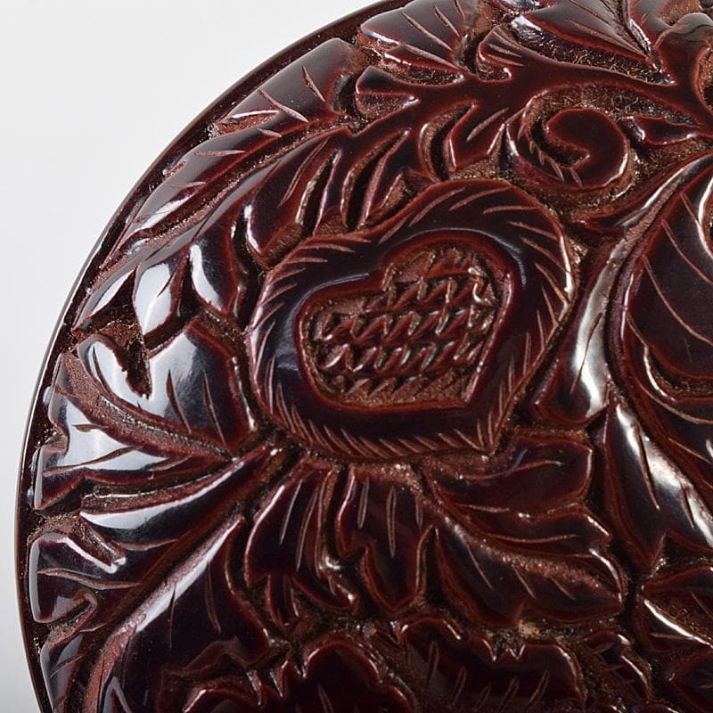 無形文化財　三野原晃一作　村上堆朱　牡丹文　棗　香合　共箱　2点　M　R8069