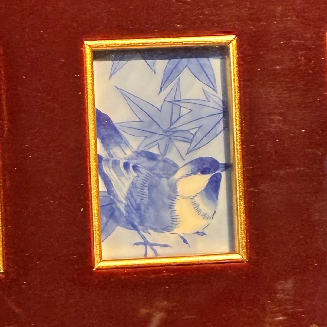 【深川製磁】染付花鳥図 川浪筍谷 深川製磁染付 陶額 額装 有田焼 陶板画