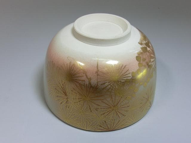 茶碗■仁清 立彩松 寿楽造 縁山窯 金彩 桐共箱 山窯 お茶道具 抹茶碗■