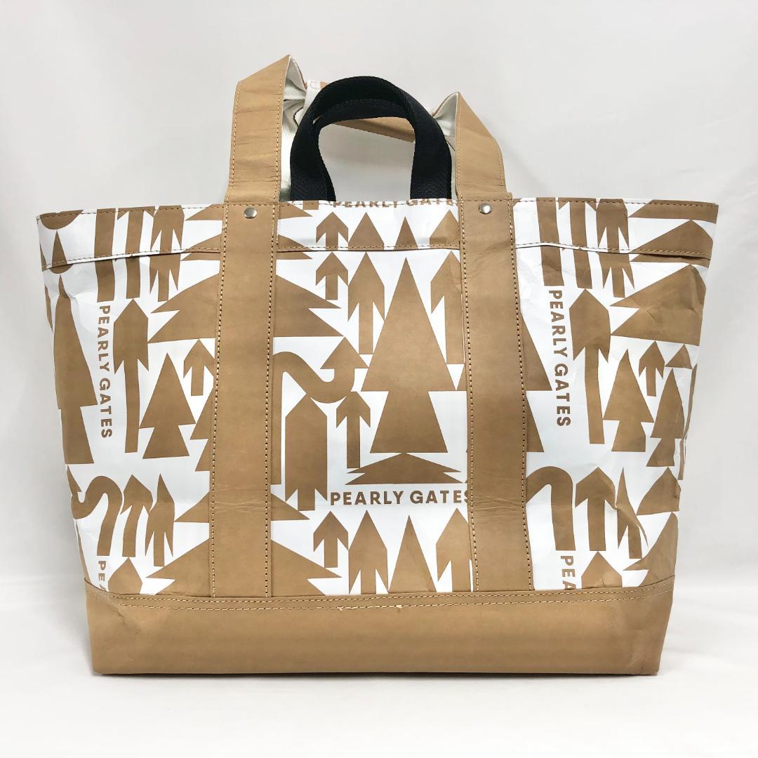 ○★新品未使用　PEARLY GATES　ツリー柄　ペーパーバッグ　ベージュ