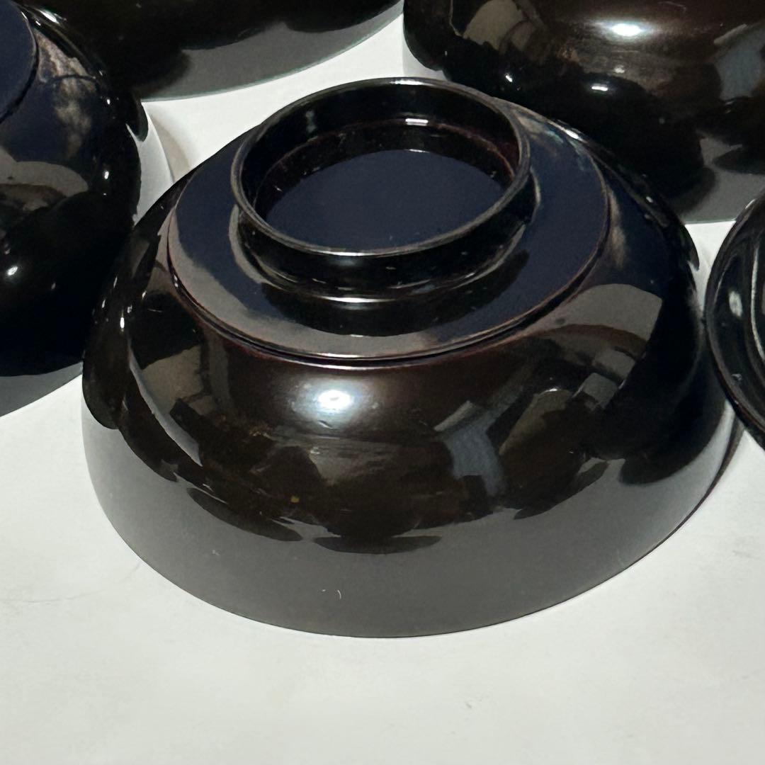 輪島塗　蒔絵　漆器 吸物椀 多用椀 松竹梅　金色鶴彫刻 10個セット