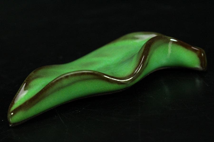 葉形 箸置 現川 十三代 横石臥牛 共箱(K-LC540)