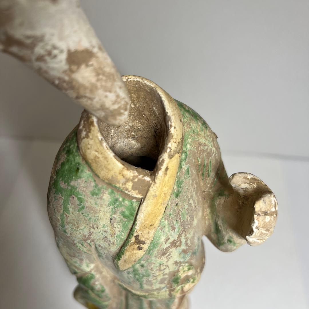 専用　中国唐時代　唐三彩人物　木箱付　高さ約36.5㎝　東Y8-0203②タニサ