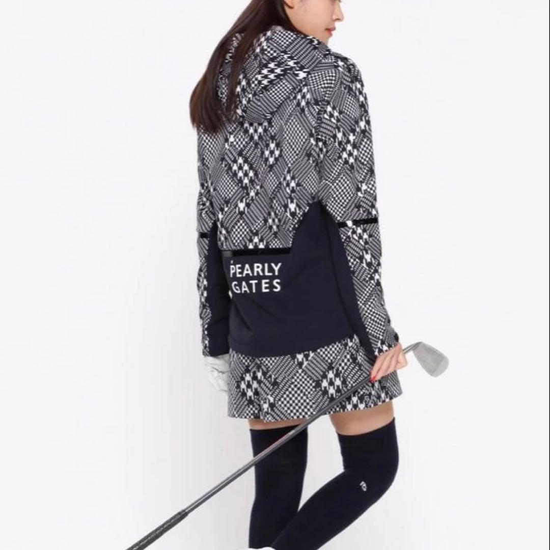 新品 パーリーゲイツ フード付き フルジップ ジャケット サイズ0 千鳥柄