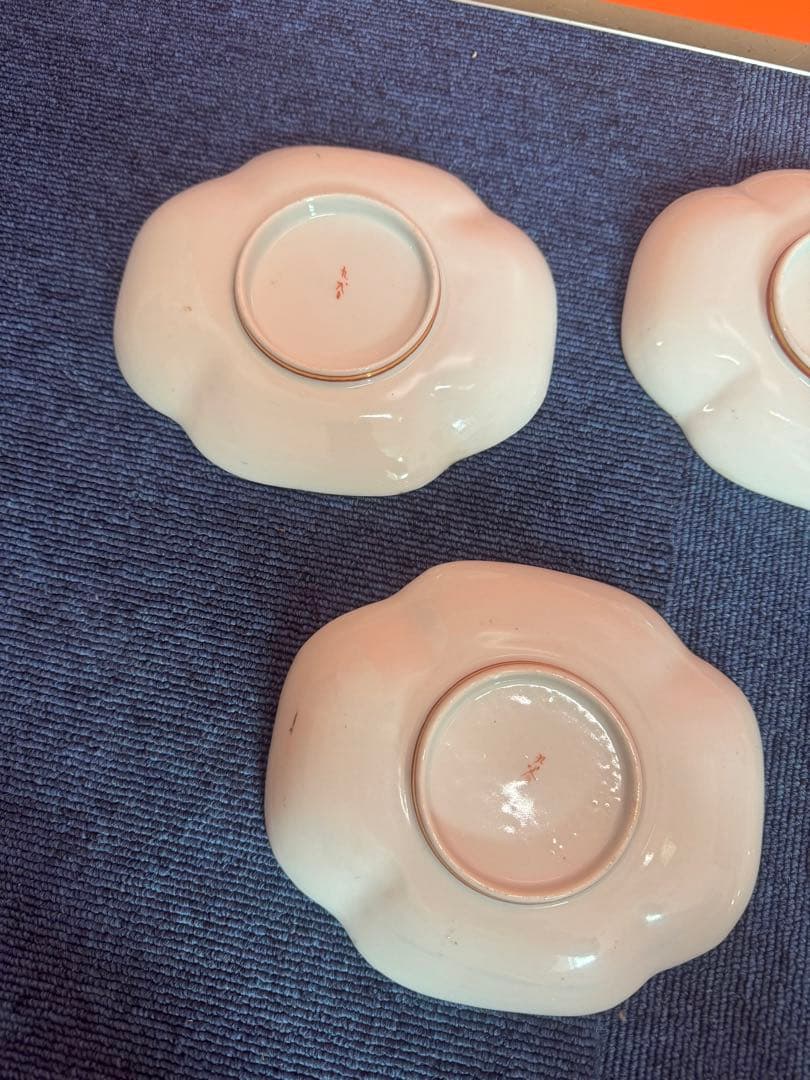 1819  明治時代　九谷焼　細密絵付人物山水図　菱形皿　5客　時代物